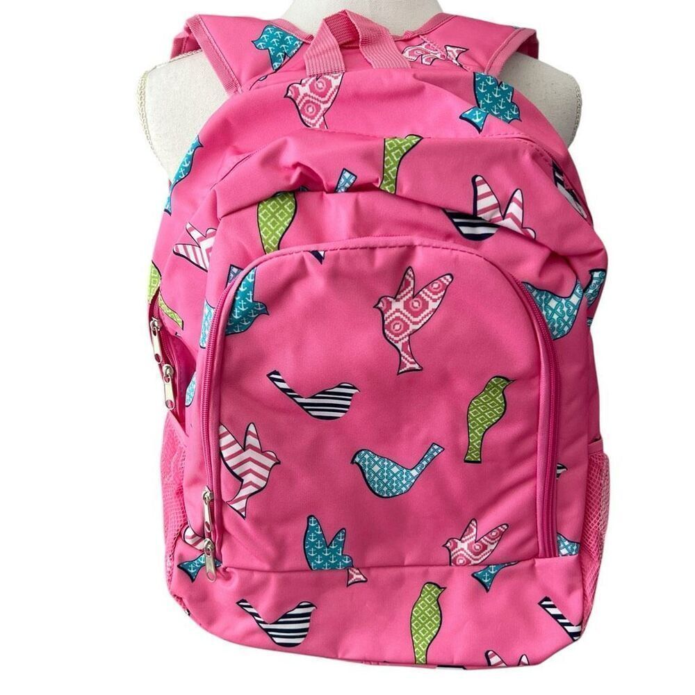 NWT Pink Bird Print Nylon Backpack